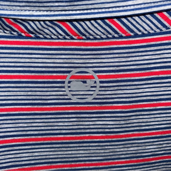 Vineyard Vines Performance red navy blue striped short sleeve polo shirt size XL - Picture 5 of 9